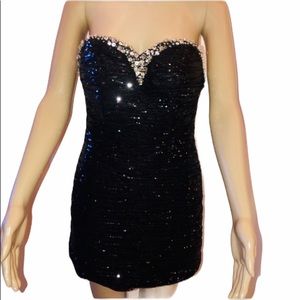 La Femme strapless sequined dress